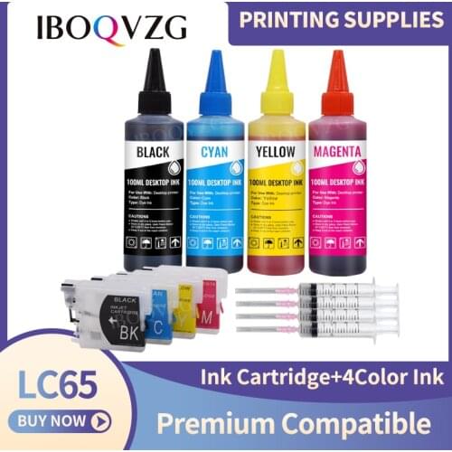 IBOQVZG LC38 LC39 LC61 LC65 LC980 LC985 LC990 LC1100 Refillable Ink Cartridge For Brother DCP-J125 195C J315W with 400ML ink