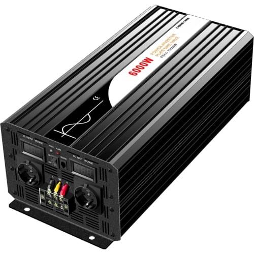 Pure sine wave power inverter 6000W with the European socket DC 12V 24V 48V to AC 230V for the home car suitable for the Italy
