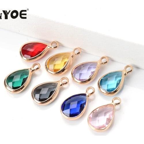 IYOE 3pcs 7x13mm Waterdrop Shape Crystal Charms Mix Color Blingbling Pendants For Handmade Necklace Earring DIY Craft Home Decor