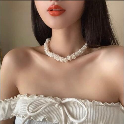 BaroqueOnly 100% Natural Freshwater Pearl choker HandMade pearl necklace female retro style short 925 silver light luxury Choker