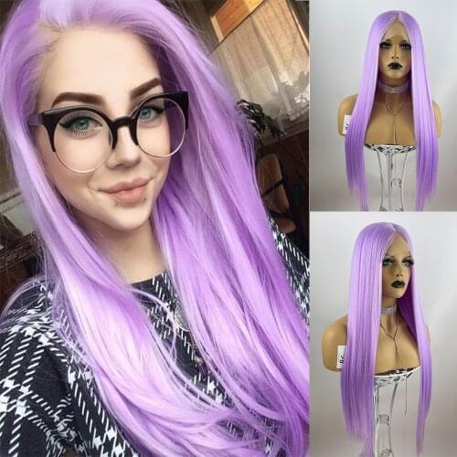 Lavender Purple Wig Long Straight Purple Wigs for Women Synthetic Wigs Middle Part Heat Resistant Replacement Wig