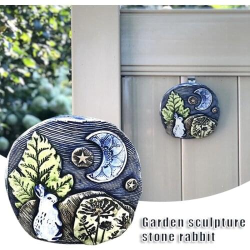 Cute Rabbit Moon Easter Decoration Stone Rabbit Animal Figurine Resin Craft Mini Bunny Garden Home Decoration Ornaments Art Gift