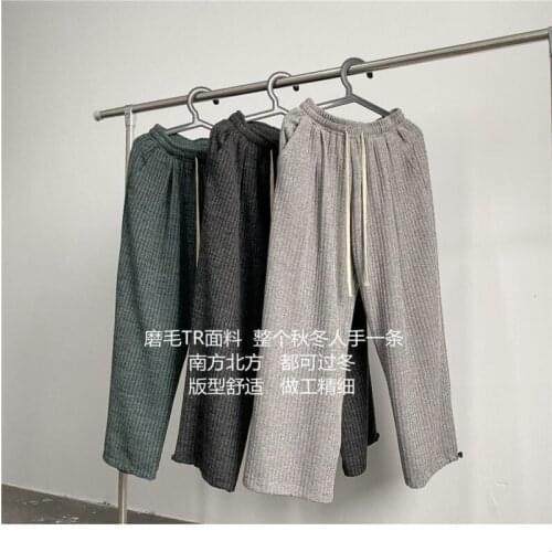 2021 Autumn Winter New Woman Pants Korean Streetwear Fashion Man Warm Trousers Mens Thicken Warm Wide Leg Pants