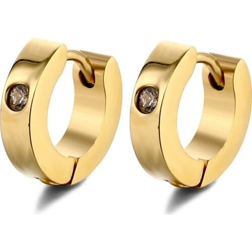 Stainless steel single diamond gold earrings hot sale Korean womens ear buckle Earrings