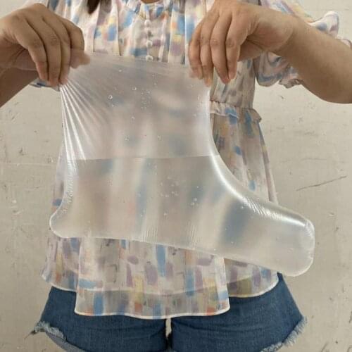 100 Pcs Disposable Foot Membrane Cover Household Plastic Cover Waterproof Shoe Cover Transparent Bag Foot Cover
