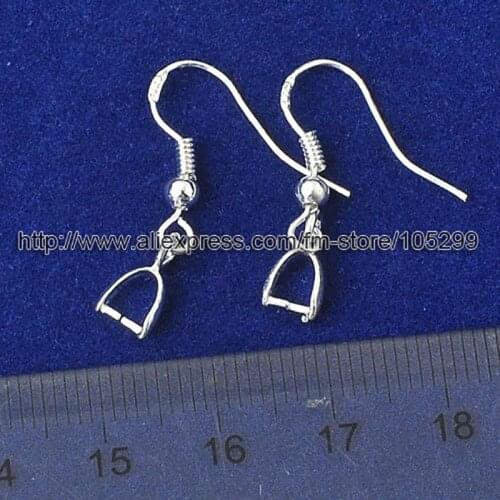 Wholesale 100X Beads 925 Bright Silver Jewelry Findings Pinch Bail Soft 925 sterlling silver Hook Earring Earwire