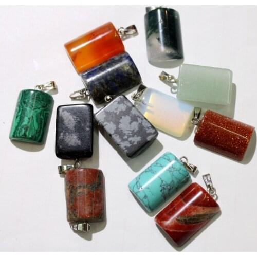 Wholesale 25*15mm 12PC /lot Natural Tiger Eye Stone Turquoises Mixed Gem stone Semicircular Pendant DIY Making Necklace Pendant