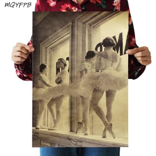 Ballet dancer Kraft Paper Poster Home Room Bedroom Wall Decoration Painting Core 50.5x35cm