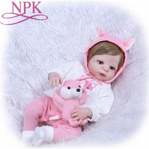 NPK 56CM Full Silicone Body Reborn Baby Doll For Girl Play House Bath Toy Soft Vinyl Lifelike Babies Boenca Fashion Dolls Gifts