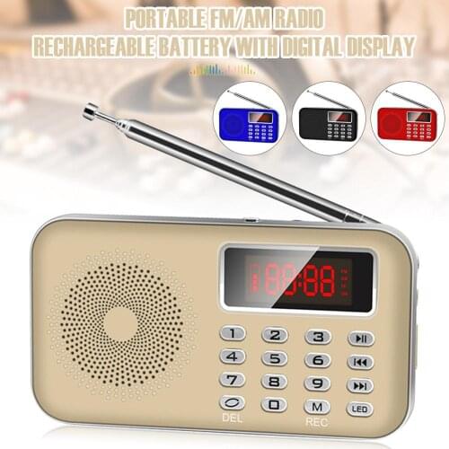 Portable Bluetooth FM/AM Radio Rechargeable Battery Adjustable Volume Support USB/TF/3.5mm