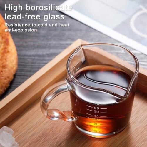 Glass Measuring Cup with Double Mouth Port Cup Heat-resistant Drinking Cup Glass 70ml Double Pouring Cup