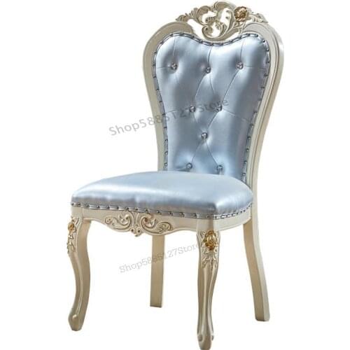 European-style Dining Chair Home Modern Minimalist Leisure Chair French Desk Chair Negotiation Chair Fabric White Solid Wood Bac