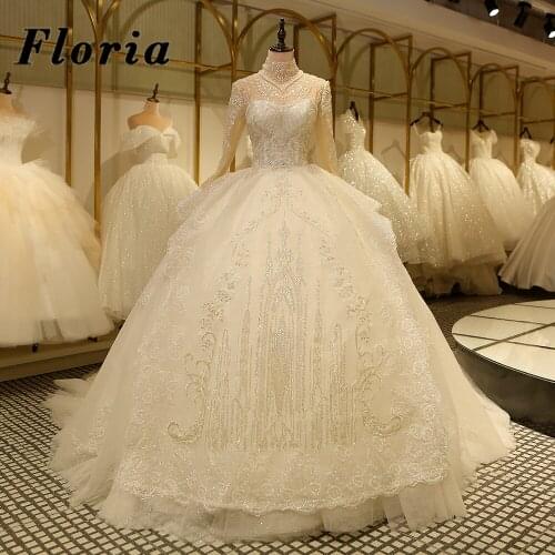 Haute Dubai Beading Crystals Wedding Dresses With Jacket Detachable Train Bridal Gowns 2021 Arabic Brides Dress Robe De Mariage