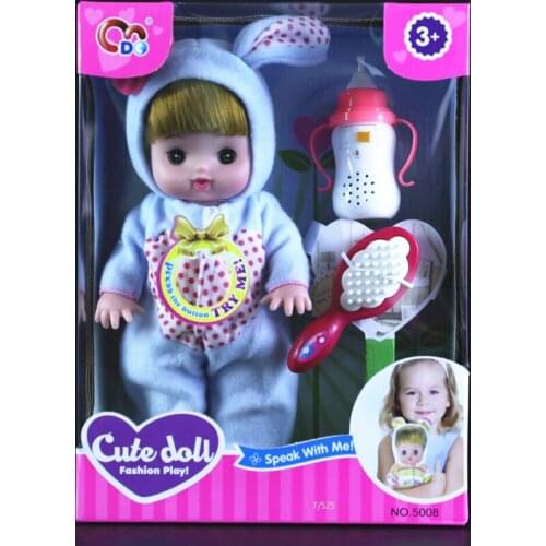 [Funny] Simulation 28cm Reborn Baby Dolls electronic music talking speak model Figures bunny suit clothes girl gift