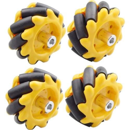 5KG Load Yellow 60mm Mecanum Wheels with 4/6mm Couplings for Arduino Raspberry PI STM32 DIY STEM Toy Parts