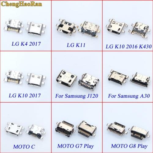 1PCS For LG K10 K4 K11 2016 2017 K430 For samsung J120 A30 For MOTO C G7 G8 Play micro usb jack charging charge plug connector