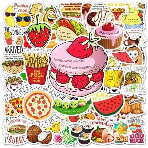 10/30/50PCS Kawaii Cartoon Food Graffiti Stickers Aesthetics Skateboard Laptop Motorcycle Phone Bike Car Sticker Decal Kid Toy