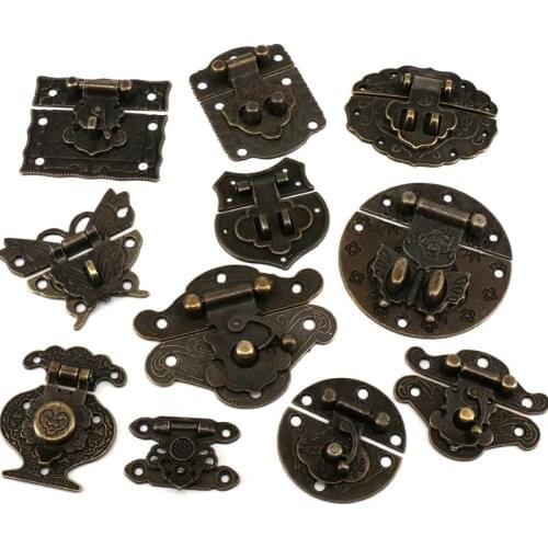 1x Antique Bronze Hasp Latch Hook Jewelry Wooden Box Case Cabinet Buckle Lock with screws