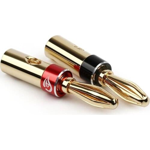8/10/20/50/100pcs Banana Connector 4mm Male Gold Plated Rhodium Plated Speaker Screw Banana Conector HiFi Stereo Audio Adapter
