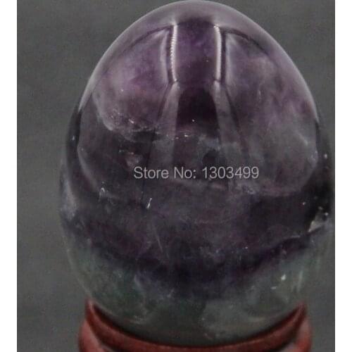 34x44MM Natural Fluorite Sphere Egg Healing Reiki Crafts Stone Massage Finger Exercise