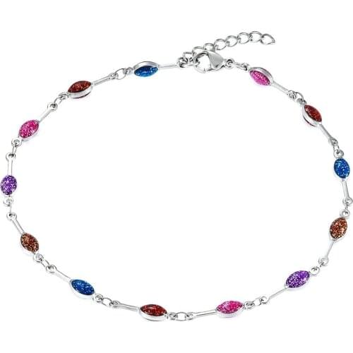 4MM Enamel Beads Stainless Steel Ankle Bracelet Gold Overlay with Colorful Mini Evil Eye Style Adjustable Bracelet with Extender