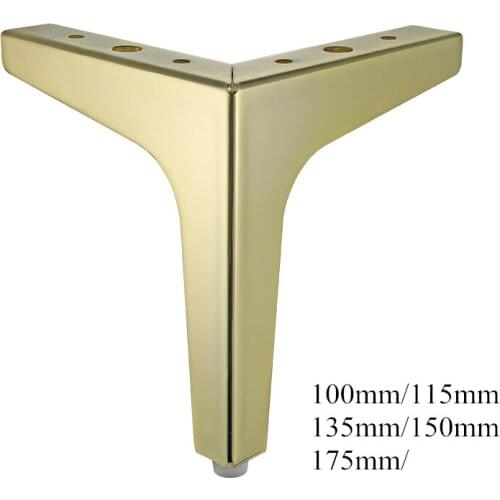 4pcs Flooring Metal Furniture Legs Square Cabinet Wood Table Legs Gold for Sofa Feet Foot Bed Riser furniture accessories