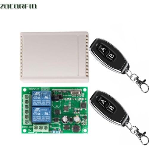 433Mhz Universal Wireless Remote Control Switch AC 220V 110V 120V 2CH Relay Receiver Module and RF 433 Mhz Led Light Transmitter
