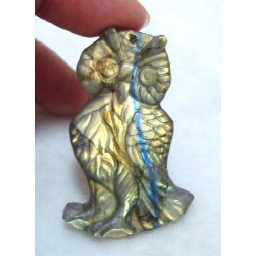 Free Shipping Natural Labradorite Carved Owl Pendants Women Man Jewelry Accessories Weddings Parties Birthday Gift