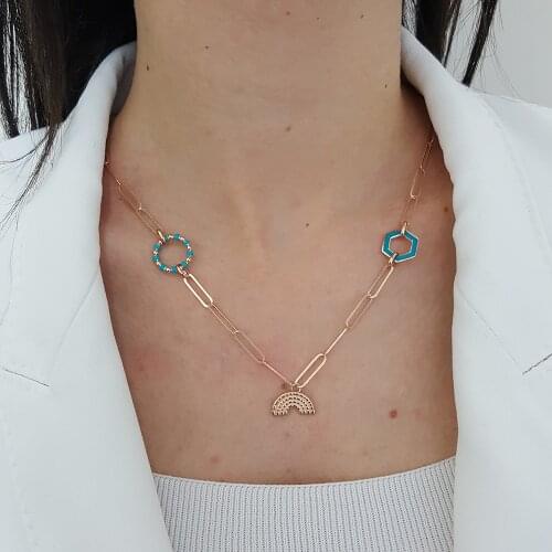 NEW Trendy 925 Silver Neon Chain Turkish Jewelry Zircon Fashion Rainbow Necklace For Women Minimalist Style Luxury Designer