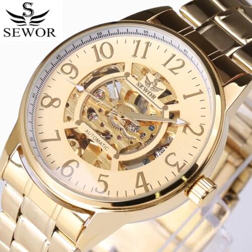 SEEOR Watches Top Brand Luxury Winner Casual Retro Vintage Stainless Steel Men Mechanical Watch Skeleton Watch For Men Wristwatc
