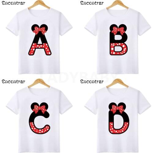 Baby Girls Cute Mouse 26 Letters Print T shirt Cartoon Funny Kids T-shirts Boys Clothes Children Summer Tops,HKP2463