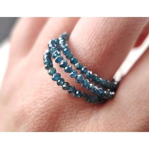 ICNWAY 6cm Natural Blue Diamond Cut Roundel 1.8-2.2mm Gemstone Beads for Jewelry Making