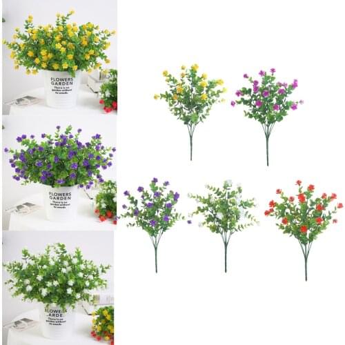 Artificial Rose Flowers with Eucalyptus Leaves Bouquet, Plastic Greenery Plants Indoor Outside Wedding Garden Home Decor