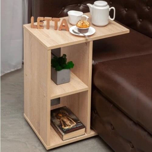 Coffee Table Snack Side Table, End Table Height 60cm Bedside Table Laptop C Shaped with 2 Layer Storage Shelves for Sofa Couch