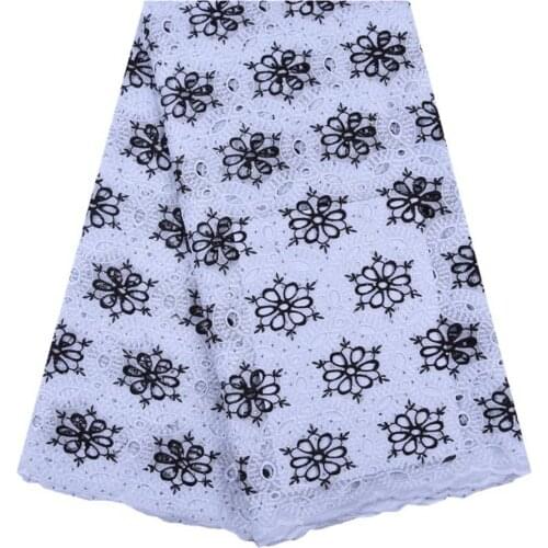 Pure Cotton Lace Fabric 2019 Embroidered Nigerian Lace Fabric Stone High Quality African Voile Lace Fabric For Party Dress S1654