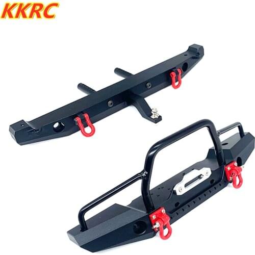 Metal Front Bumper With Led Light & Rear Bumper for 1/10 RC Crawler Car Traxxas TRX4 D90 D110 Defender Axial SCX10 90046