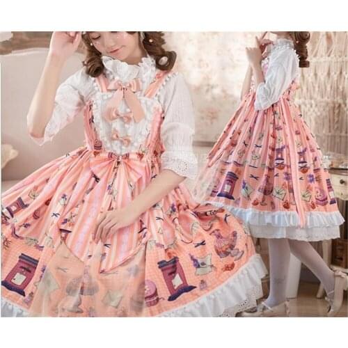 Sweet Womens Palace Retro OP Dresses sleevless Sleeve Princess Lolita Bow Spring Falbala Doll Dress B815