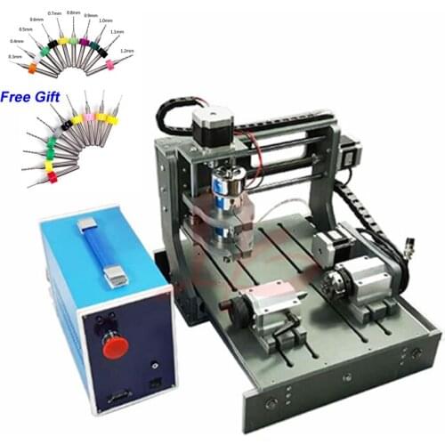 Mini CNC Milling Machine 4 axis 2030 3020 Wood Router Engraver with Parallel USB port 2 in 1