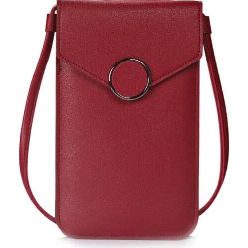 Mini Crossbody Cell Phone Pouch Purse PU Leather Shoulder Bag with Touch Screen Window