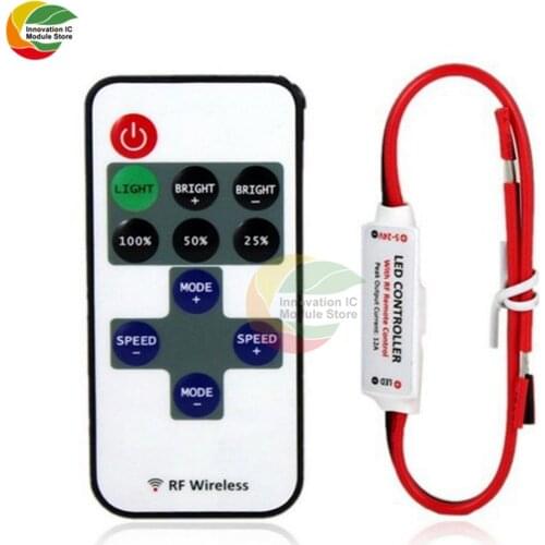 Ziqqucu 1 Set 12V RF Wireless Remote Switch Controller Dimmer for Remote Control Mini In-line LED Strip Light In stock