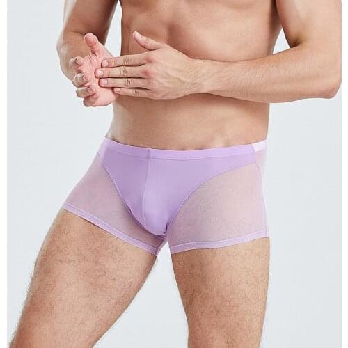 Fashion Underwear Men Breathable Boxers Comfortable Mesh Men Boxers Solid Shorts Mens Underwear Male Panties