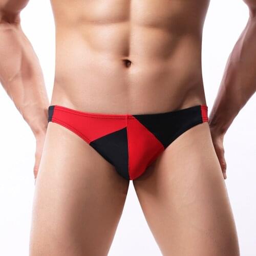 Mens Briefs Personality Splicing Silky Feeling Ice Silk Breathable And Comfortable Dream
