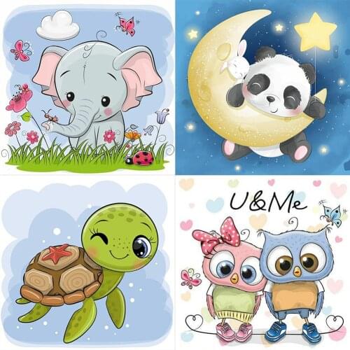 30x30cm 5D DIY Full Drill Round Diamond Painting Cartoon Animal Diamond Embroidery Mosaic Kit Home Decor for Bead Art Wall Gift