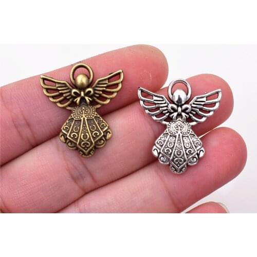 NEW 26x23mm 10pcs/lot Two Colors Plated Angel Pendant For DIY Necklace Bracelet Jewelry Accessories