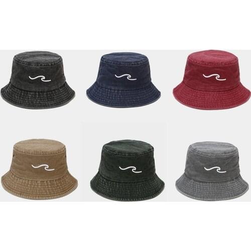 New Ins Ocean Wave Stereo Embroidery Bucket Hat Fishing Fisherman Hat Women Outdoor Sun Protection Hat Retro Unisex Panama Cap