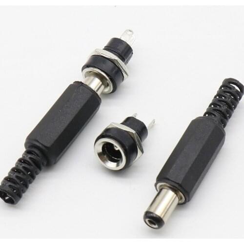 2.1x5.5mm DC Power Female Plug Jack 5pcs + Male Plug Jack Connector Socket Adapter 5pcs