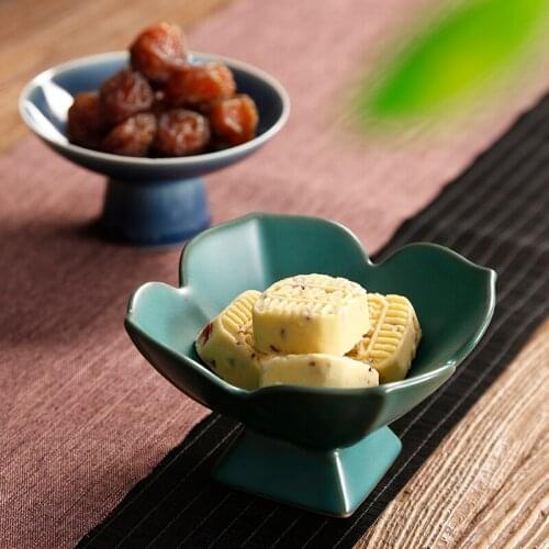 Retro dessert snacks compote ceramic high tea set tea tea tray basket Japanese fruit nut plate Chinese style Ceramic gifts