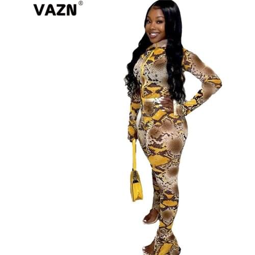 VAZN 2020 Sexy Off Shoulder Solid Two Piece Set Loose Sport 2 Piece Set Women Long Sleeve Top And Long Pant Autumn Sets