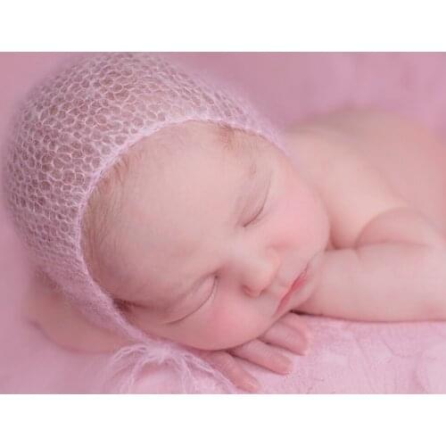 D&J Newborn Photo Prop Newborn Mohair Bonnet Hand Knitted Baby Photography Props Various Colors High Quality Newborn Photo Prop