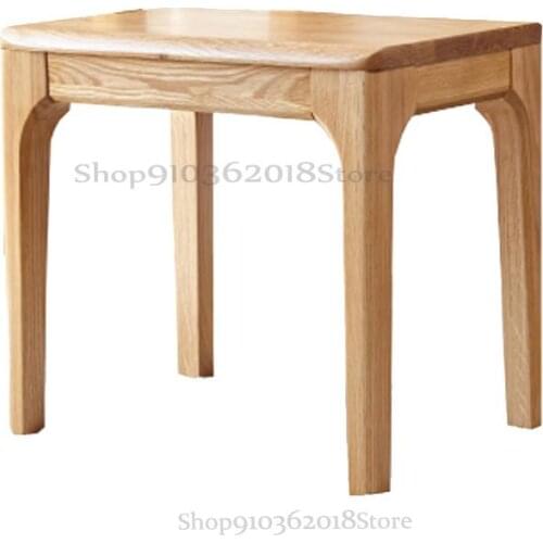 Nordic Solid Wood Dressing Stool Square Stool Learning Stool Desk Stool Modern Minimalist Japanese Restaurant Stool White Oak St